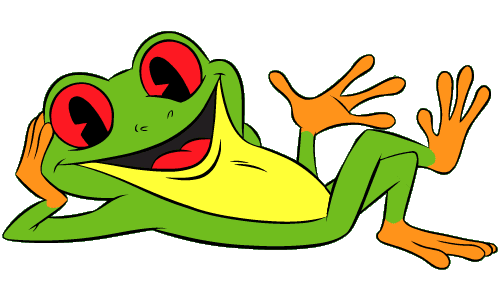 a frog laid down waving his hand